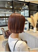 丸みボブ/ピンクブラウン/髪質改善カラー/ミニボブ