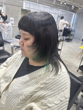 ラック(LUCK) グリーンインナー/船橋/くすみベージュ/細めハイライト