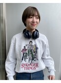 前髪あり耳掛け丸みくびれショートボブ20代30代40代50代60代