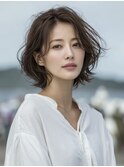 ☆ホワイトグレージュミニウルフデジタルパーマチェリーブラウン