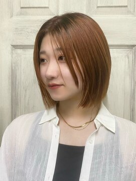 ヘアデザイン アンジェロカフェ(Hair Design Angelo cafe) オレンジブラウン／切りっぱなしボブ【20代30代40代】
