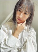 くびれヘア顔周り韓国レイヤーカット黒髪ショートミディアム/柏