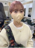 マッシュショート/耳掛けショート/ピンクベージュ/パールピンク