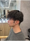 ホワイトメッシュ/ツイスト/ツイスパ/パーマ/メンズ/眉毛
