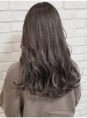 透け感カラー ダブルカラー アッシュグレー セミロング