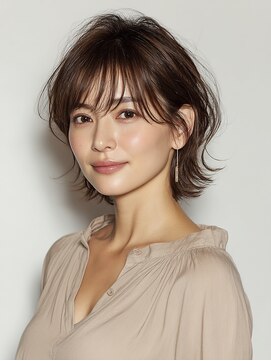 黒髪/クラゲヘアー/オリーブグレー/小顔/ココアベージュ/川西