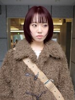 ダブ アオヤマ(DaB AOYAMA)&nbsp;冬映えブリーチなしボルドーカラー顔まわりレイヤーボブ