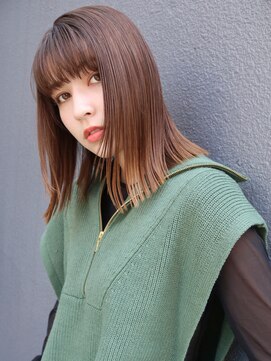 ブゾン(buZon) 【buZonブゾン】ぱつっとロブ×艶感ベージュカラー