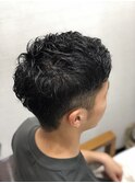 ツーブロック/メンズパーマ/センターパート/ニュアンスパーマ