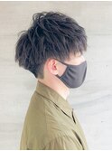 束感ニュアンスパーマイケメン黒髪モテ髪ツーブロックマッシュ
