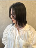 三軒茶屋_レディース_ミディアム_黒髪_コテ巻き_ブラック_外ハネ