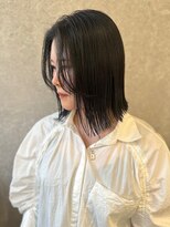 アース 三軒茶屋店(HAIR&MAKE EARTH) 三軒茶屋_レディース_ミディアム_黒髪_コテ巻き_ブラック_外ハネ