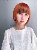ボブ☆ミニボブ☆オレンジカラー☆インナーカラー
