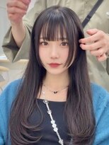 サンド 池袋 2nd(sand) 顔周り小顔レイヤーカット/黒髪地毛風カラー/池袋