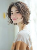 ☆オリーブグレーココアベージュ小顔クラゲヘアー/黒髪/髪質改善