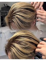 ステラ(STELLA)&nbsp;メンズ/バレイヤージュ/センターパート/ブリーチ＆ダブルカラー