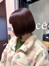 シード 成増 下赤塚店(ced.)&nbsp;ブリーチ無しヘアカラーショートボブレッドブラウンミニボブ