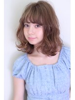 クーエフー(coo et fuu)&nbsp;うぶバング&ミルクティーカラーのミディアムウェーブ 藤沢