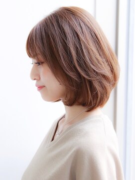 アグノス 青山(Agnos) ★30代40代50代大人かわいいテラコッタフェザーバング艶髪ボブ