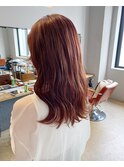 【天神今泉loty】オレンジベージュ×切りっぱなしミディアム