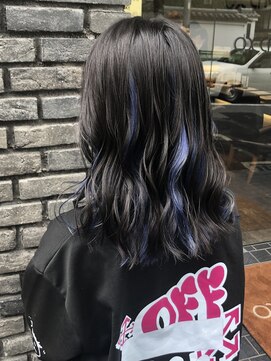 オックスクリエーション OX CREATION 桃山 ブルーインナーカラー