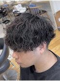 縦落ちツイストスパイラル波巻きパーマフェードカット