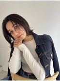黒髪/オリーブグレー/ココアベージュ/小顔/クラゲヘアー