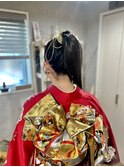 【振袖ヘア】タイトハイポニー