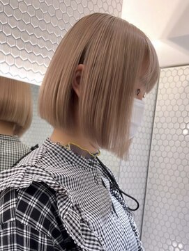 リムレスバイサンク 万代 新潟駅(LIMLESS by cinq) ミルクティーベージュダブルカラーグレージュカラーハイライト