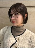 似合わせ大人ガーリーダークアッシュミディアムレイヤーカット