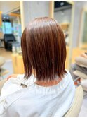 切りっぱなしミディアムレイヤーくびれボブ小顔/メイキー本厚木