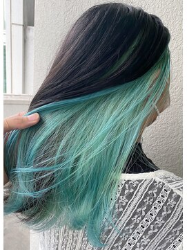 ノラ シンディ(NORA CYNDY) ブリーチ２回で作るミントブルーグリーンインナーカラー☆