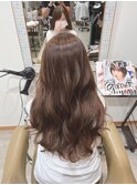 透明感カラー、ピンクベージュ、ロングヘア☆五反田美容院