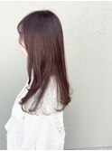 ロングレイヤーカット春カラーチェリーピンク