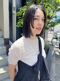 切りっぱなしボブ/ステップカット/セミウェットスタイリング