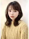 ミディアムレイヤー/くびれ巻き/こっくりブラウン/イメチェン
