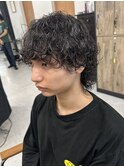波巻きパーマ　ウルフ　ミディアム