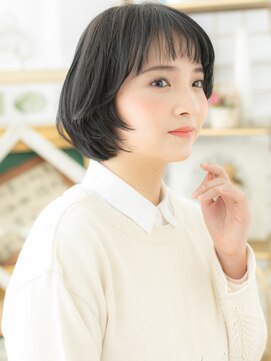 カバーヘア ブリス 上尾西口店(COVER HAIR bliss) 黒髪バレイヤージュオン眉ショートボブTb7上尾20代30代40代