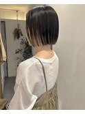 切りっぱなしボブ毛先のみお洒落ハイライト大人カラー"