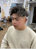 メンズハイライト20代30代40代ホワイトメッシュツイストパーマ