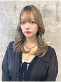 ワンホンレイヤー/ミルクティーブロンド/ダークブルー/町田