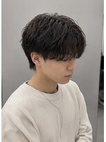 《メンズ/曲がる縮毛矯正/メンズパーマ》nui MEN 茨木店&nbsp;ワンホンレイヤー/ミルクティーブロンド/ダークブルー/茨木