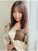 シースルー前髪ツヤ髪ヨシンモリ美髪ストレートヘアくすみカラー
