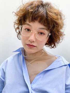 ピークアブー 銀座並木通り(PEEK-A-BOO) 【デザインカラー】ウェーブパーマ×オレンジハイライト