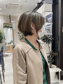 ステアケース 武蔵小杉店(stair:case) 武蔵小杉脱白髪染めハイライトオリーブ