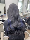 ヨシンモリ 韓国風 インナーカラー アッシュグレージュブルー