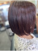 内巻きボブ　艶ボブ　オレンジカラー　暖色カラー20代30代40代