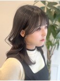 ★小顔前髪レイヤーカットナチュラル透明感ベージュ