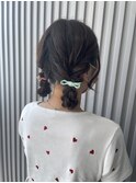 10代20代ヘアアレンジツイン団子