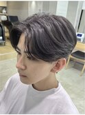 福岡天神緩めメンズニュアンスパーマセンターパートウルフカット